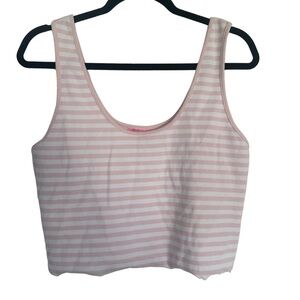 Stoney Clover Lane x Target Pink Striped Ribbed Crop Tank Top - Size‎ L (EUC)